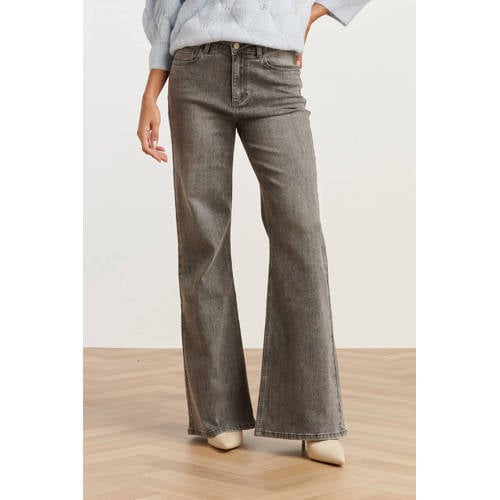Smashed Lemon flared jeans grey denim afbeelding