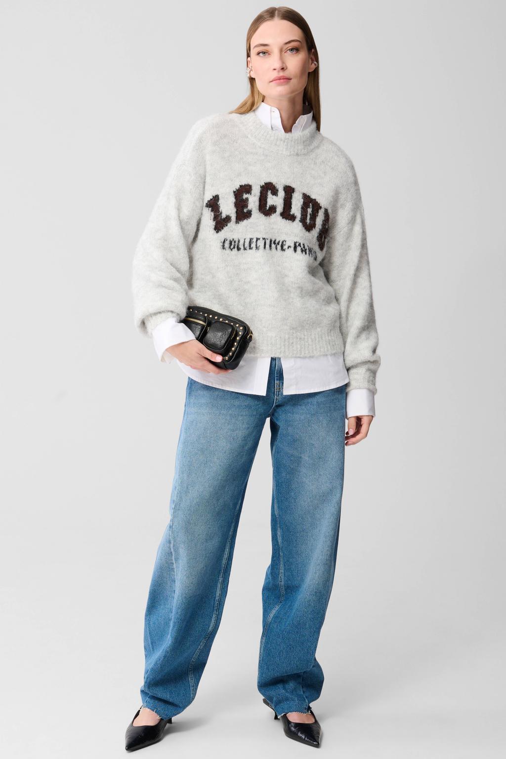 Blauwe dames Shoeby high waist barrel jeans van denim met rits- en knoopsluiting en effen