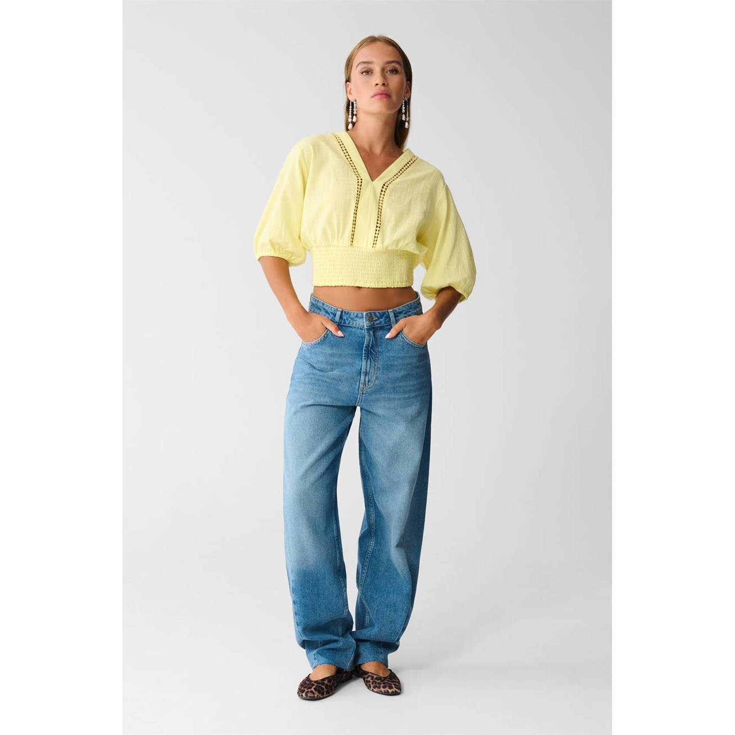 Shoeby high waist barrel jeans blauw