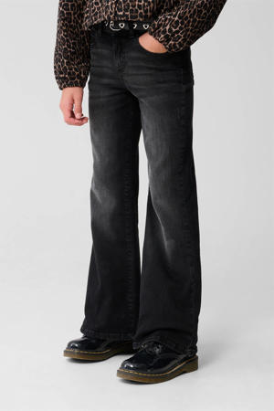 high waist flared jeans black denim
