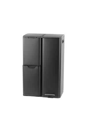 prullenbak - afvalscheiding (13L+17L+30L) - mat zwart