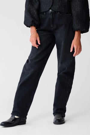 high waist barrel jeans black denim