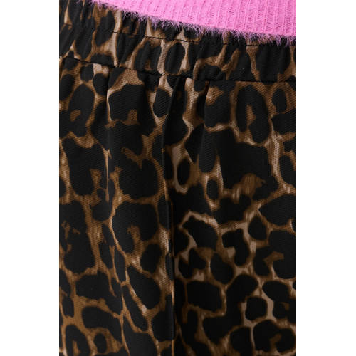 Shoeby wide leg casual broek met panterprint bruin afbeelding
