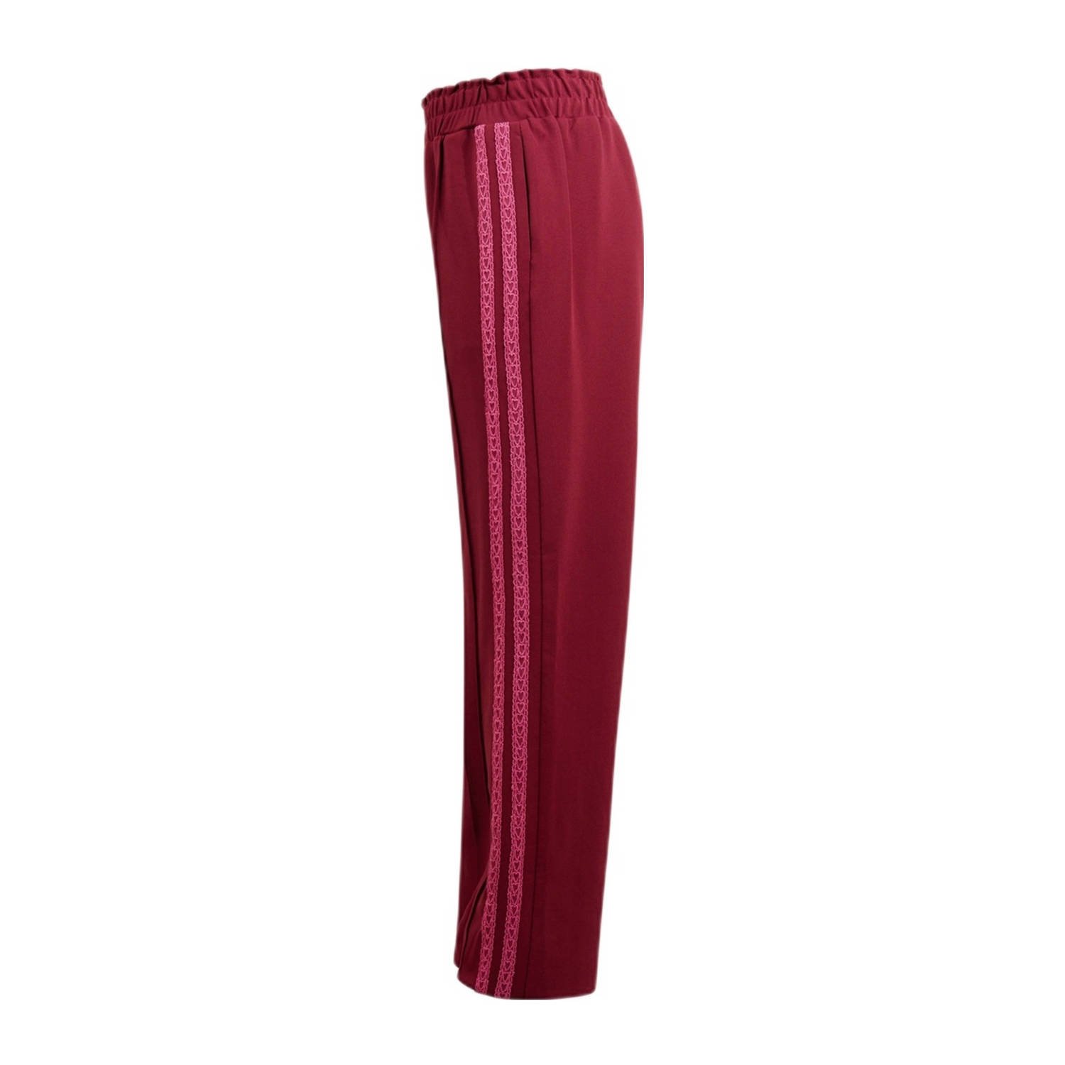 Shoeby wide leg casual broek donkerrood