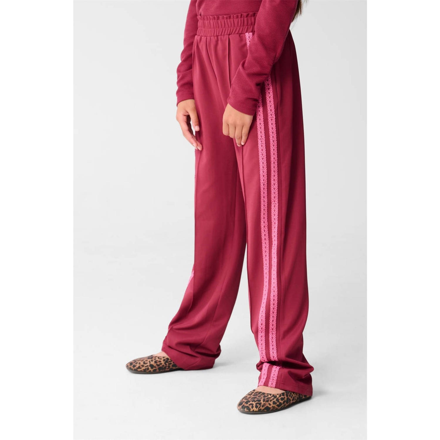 Shoeby wide leg casual broek donkerrood