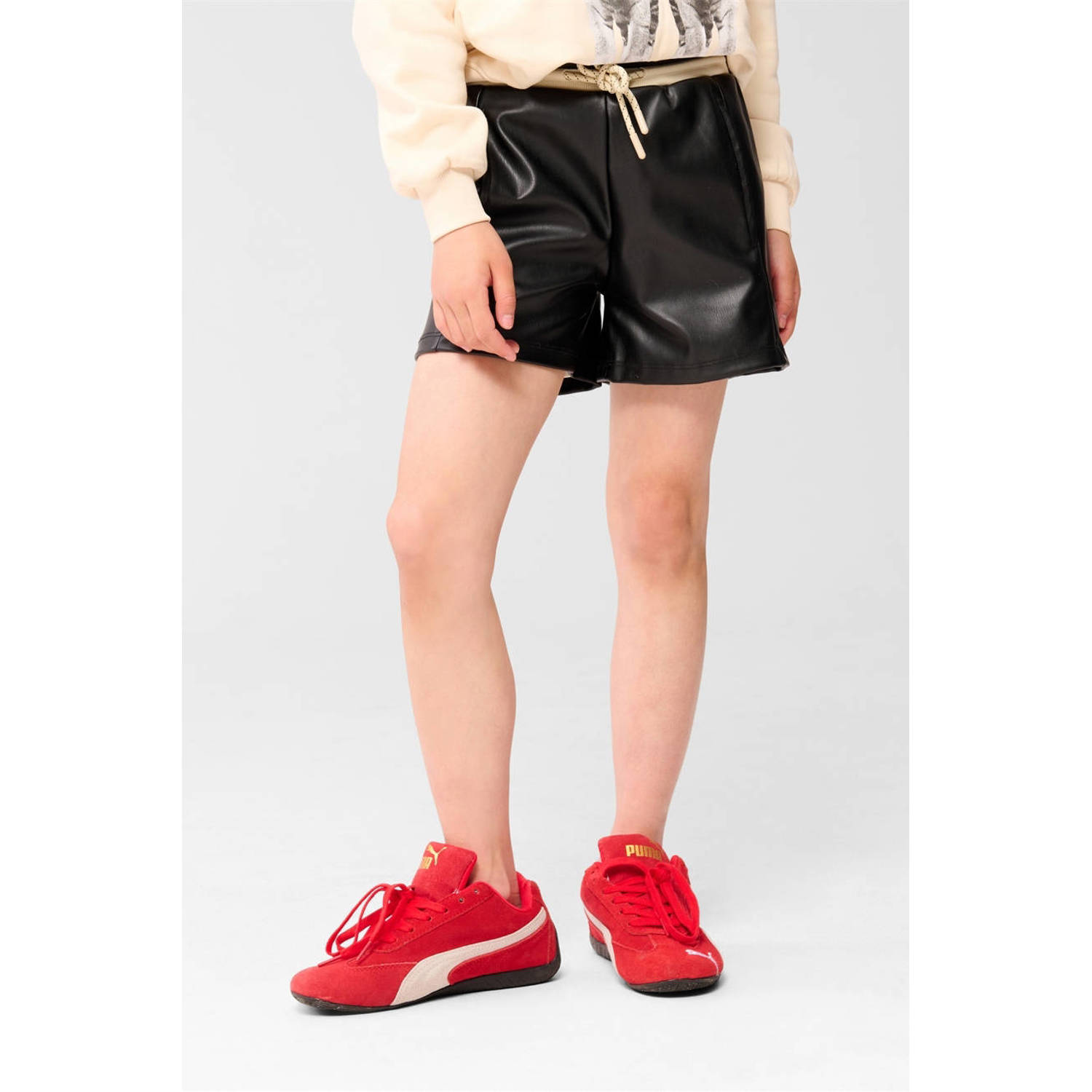 Shoeby imitatieleren regular casual short zwart