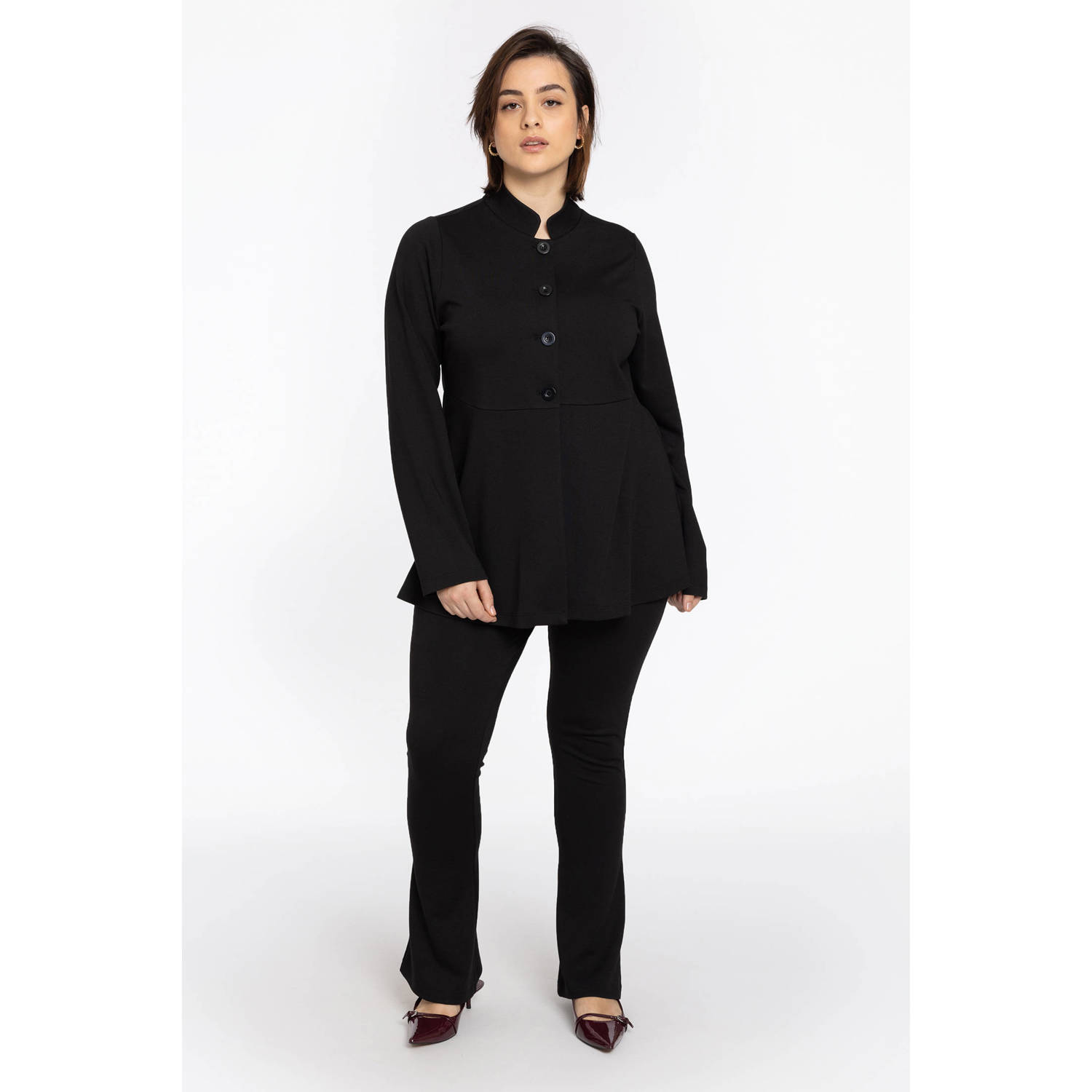 YOEK flared regular waist broek zwart