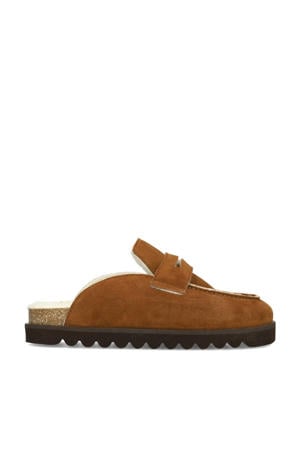 gevoerde suède clogs cognac