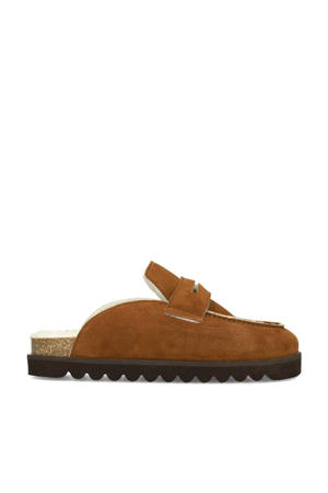 gevoerde suède clogs cognac
