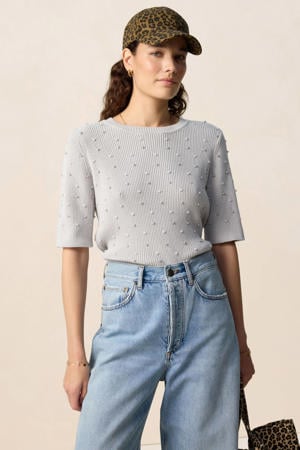 pullover lichtblauw rib gebreid