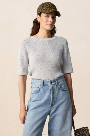 pullover lichtblauw rib gebreid