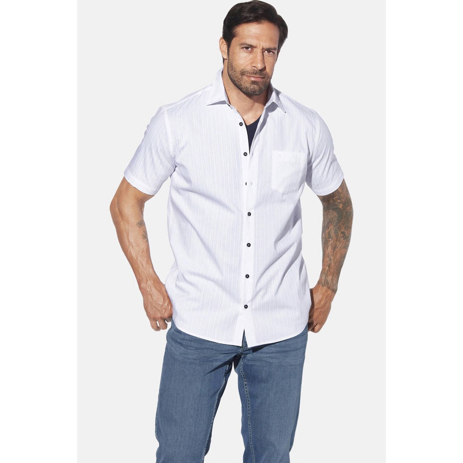 Jan Vanderstorm casual overhemd met textuur JORMA Plus Size wit