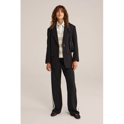WE Fashion straight regular waist broek zwart afbeelding