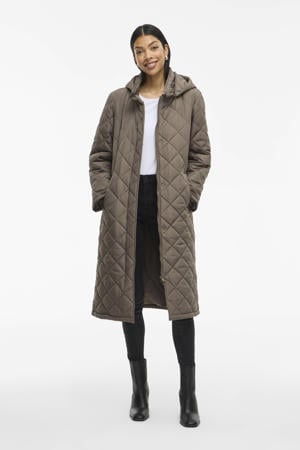 gewatteerde jas quilted grijsbruin