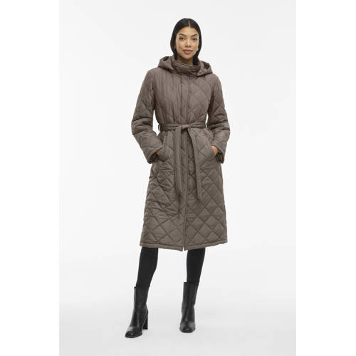 VILA gewatteerde jas quilted grijsbruin afbeelding