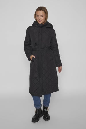 gewatteerde jas quilted zwart