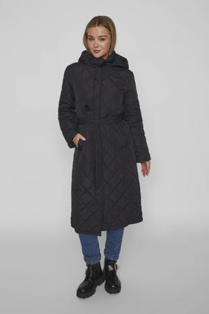 gewatteerde jas quilted zwart