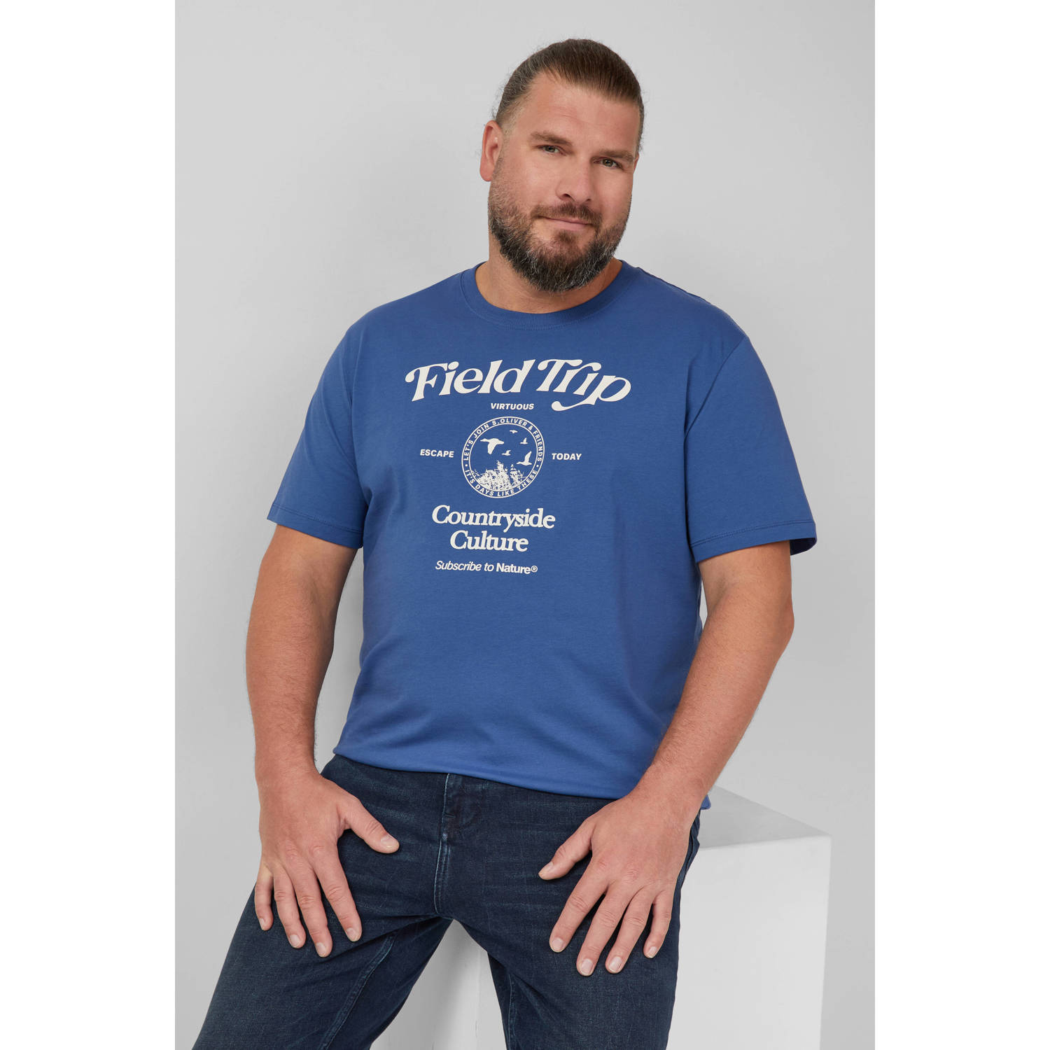 s.Oliver Big Size regular T-shirt blauw