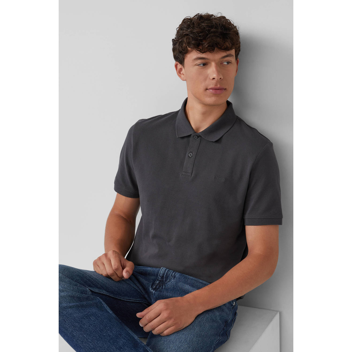 s.Oliver regular polo antraciet (set van 2)