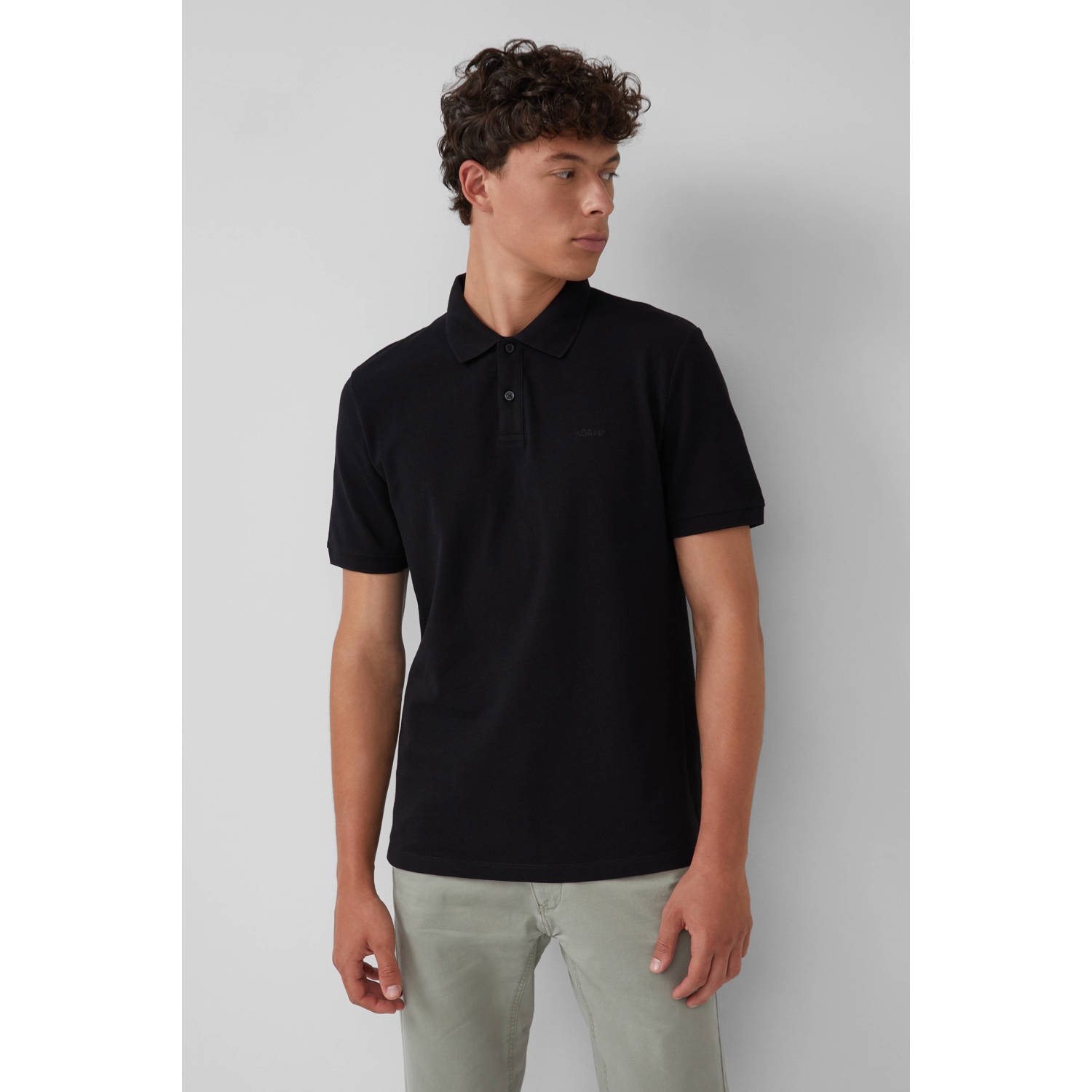 S.Oliver regular polo zwart (set van 2)
