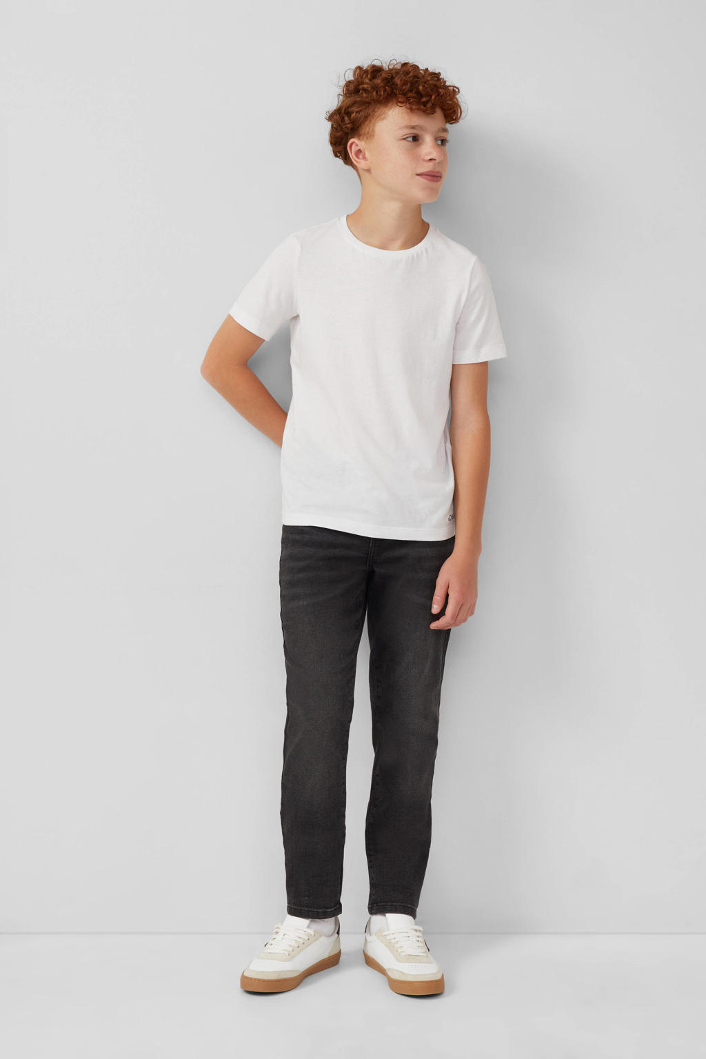 Grey denim jongens s.Oliver waist slim fit jeans met effen