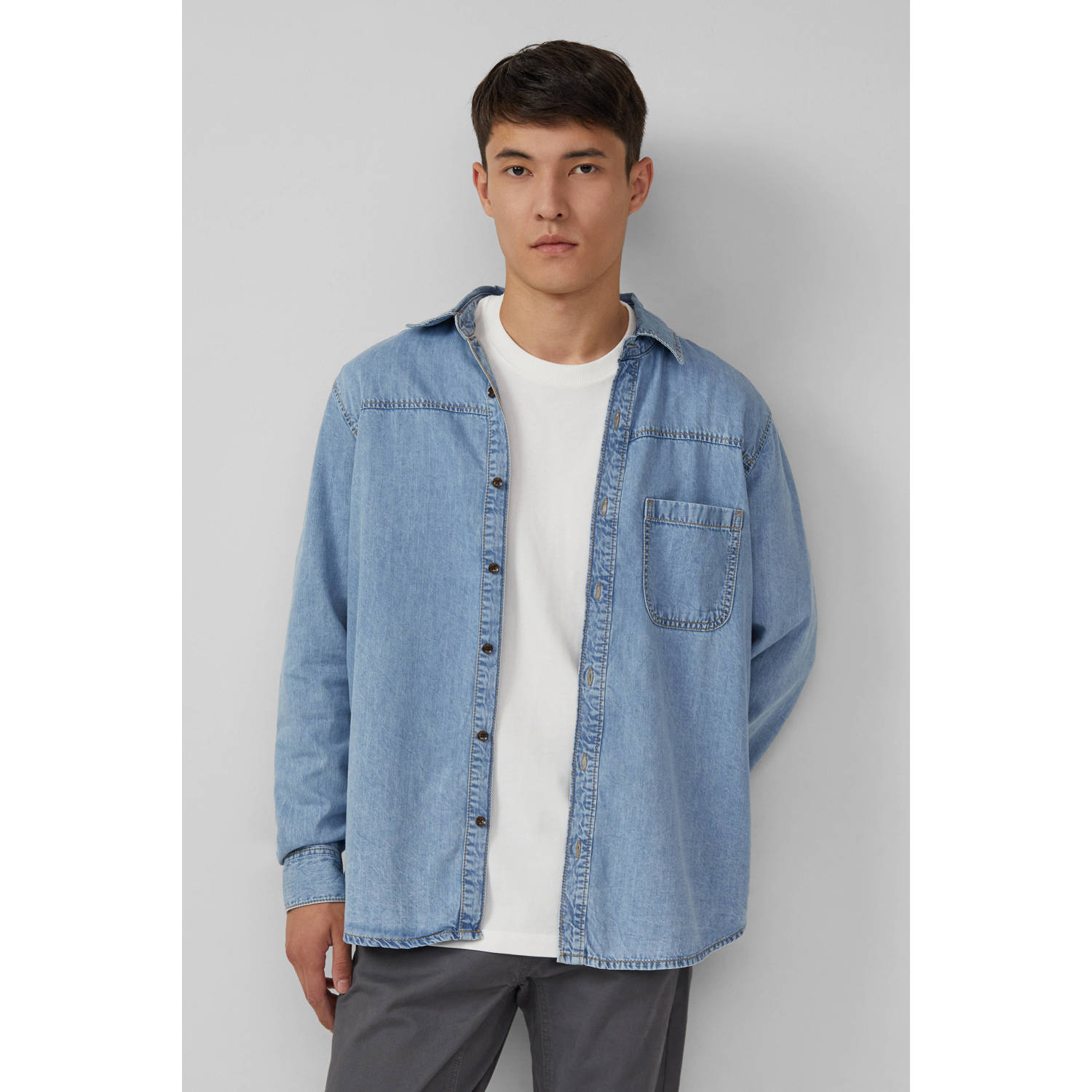 S.Oliver denim casual overhemd lichtblauw