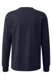 thumbnail: Donkerblauwe heren s.Oliver jersey regular T-shirt met printopdruk, lange mouwen en ronde hals