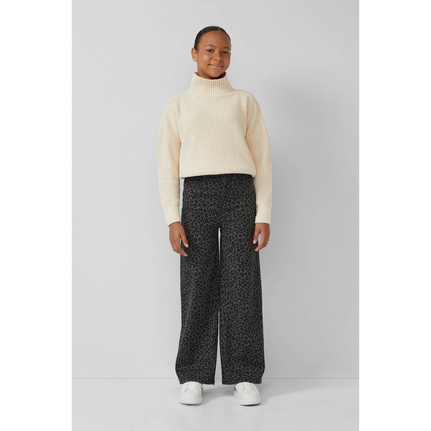 s.Oliver wide leg casual broek grijs