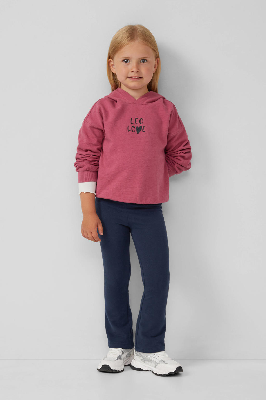 Roze meisjes s.Oliver sweater met backprint, lange mouwen en capuchon