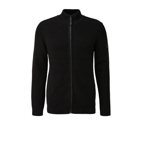 s.Oliver Big Size cardigan rib gebreid zwart afbeelding
