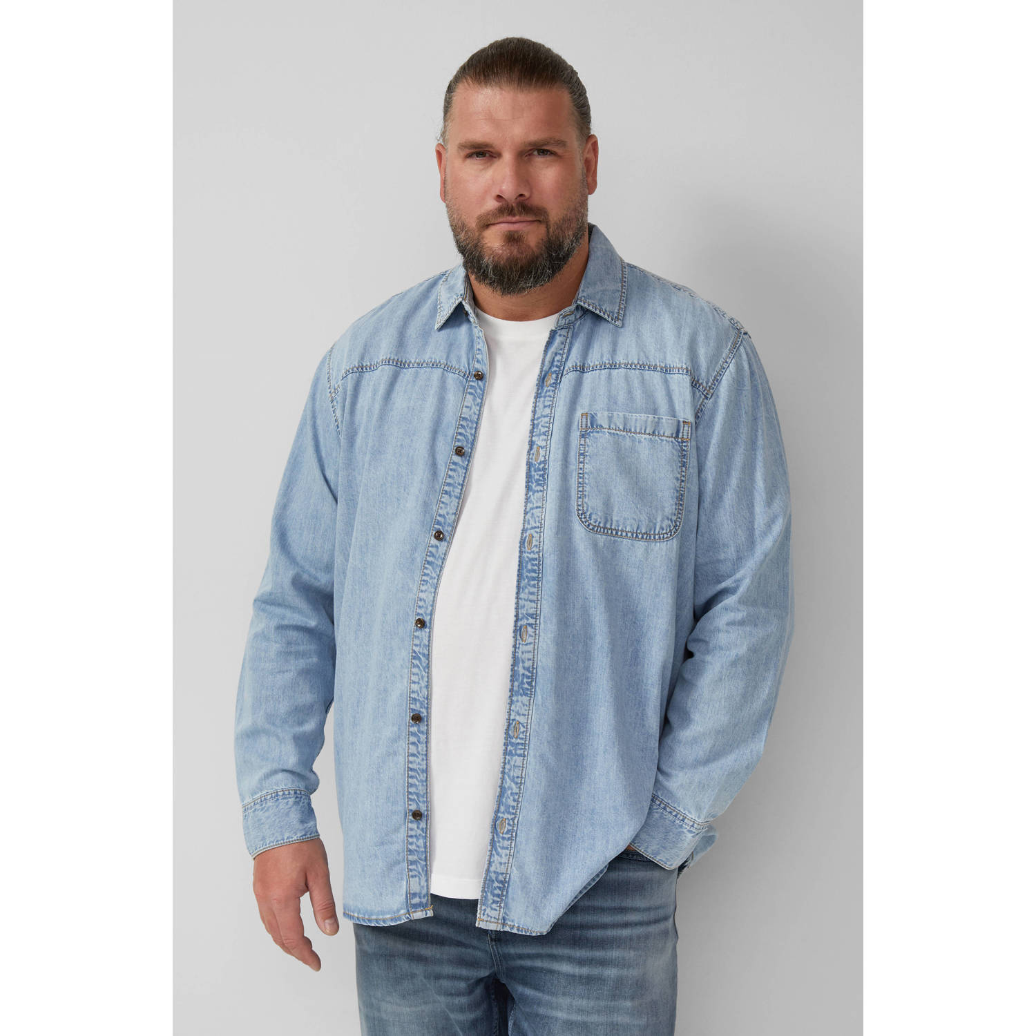 S.Oliver Big Size casual overhemd lichtblauw