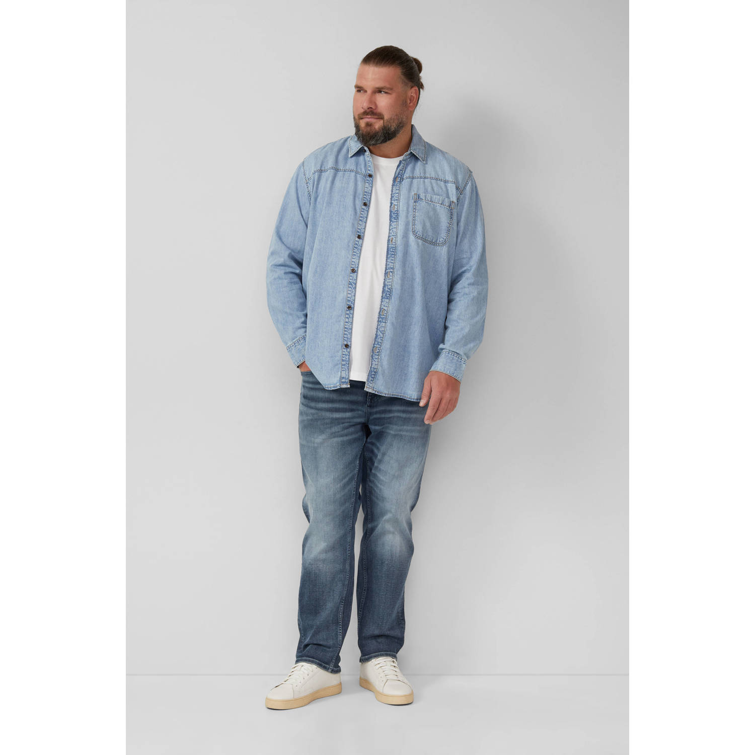 s.Oliver Big Size casual overhemd lichtblauw