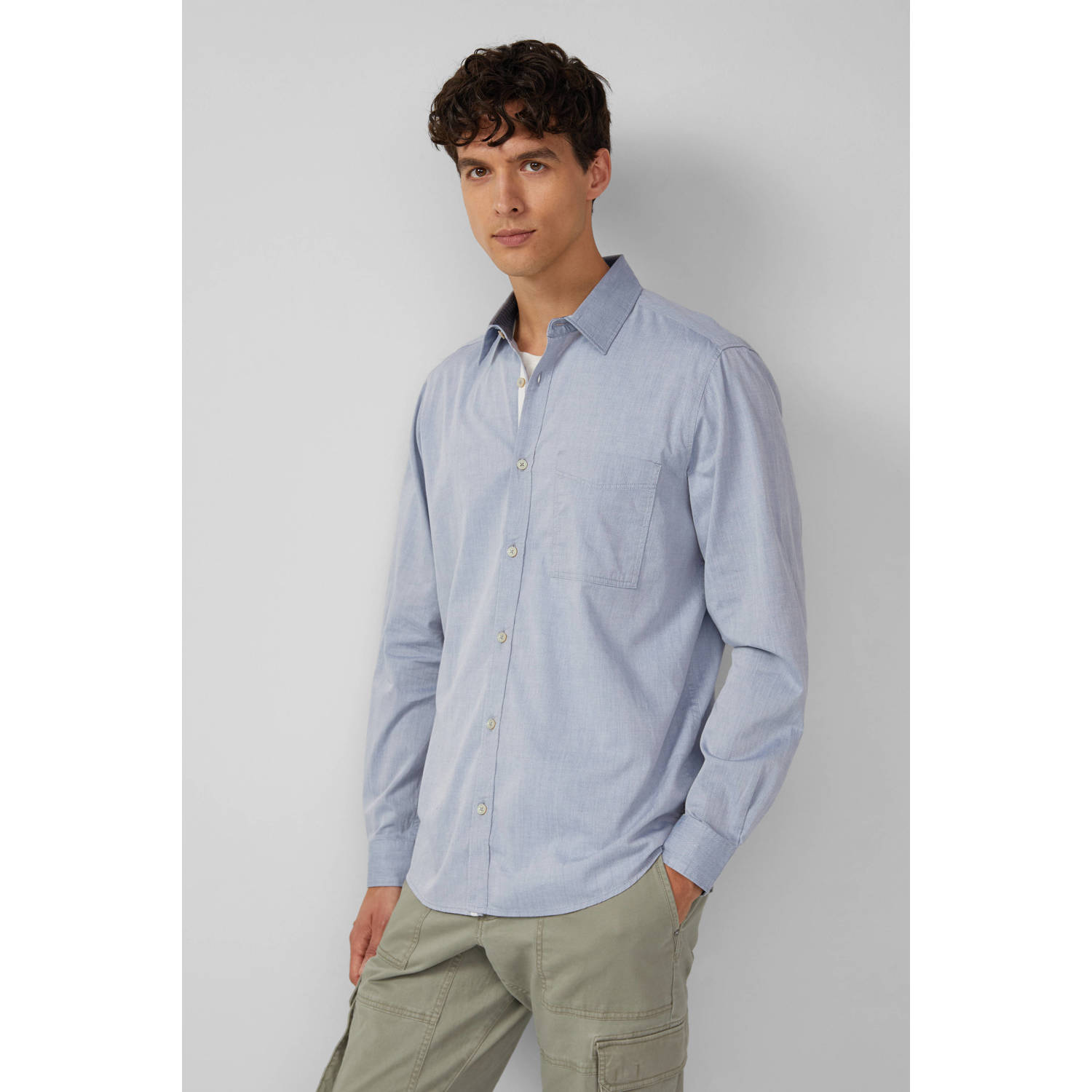 S.Oliver casual overhemd blauw