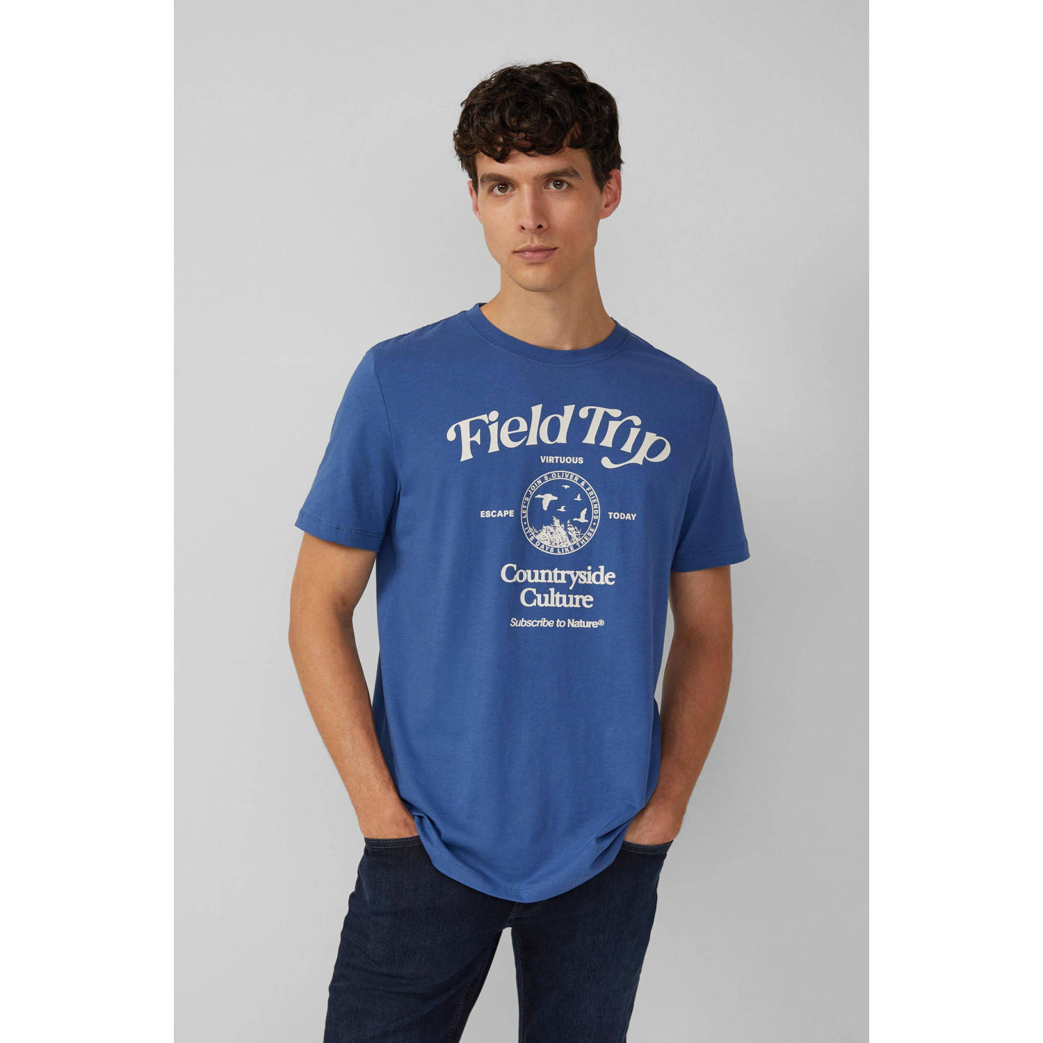 S.Oliver regular T-shirt blauw