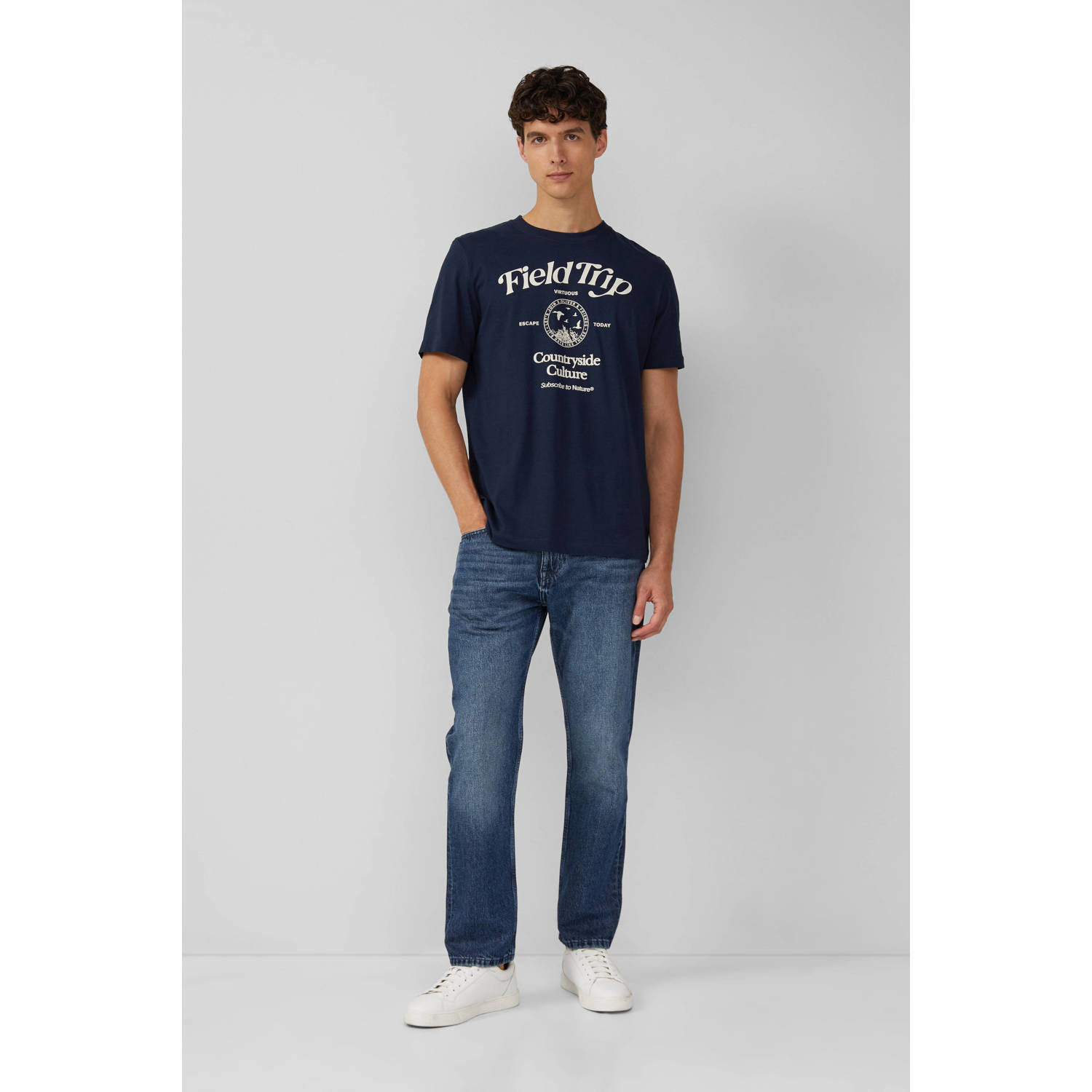 S.Oliver regular T-shirt donkerblauw