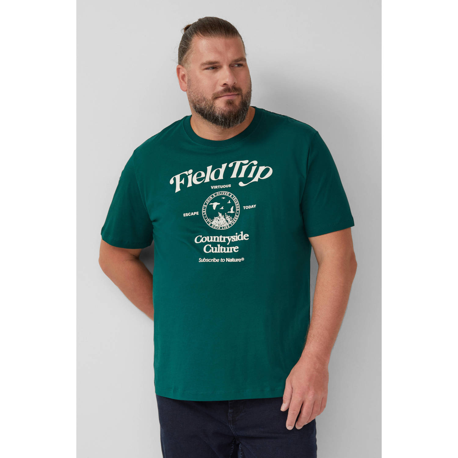S.Oliver Big Size regular T-shirt donkergroen