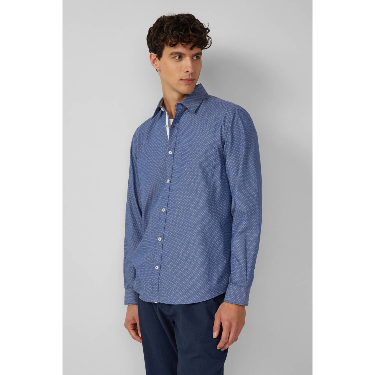 S.Oliver Big Size casual overhemd blauw