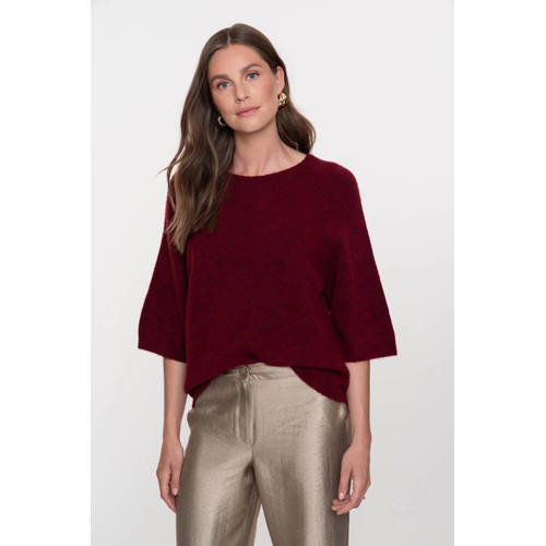 Geisha pullover donkerrood fijn gebreid afbeelding