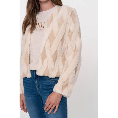 Geisha faux fur jas ecru afbeelding