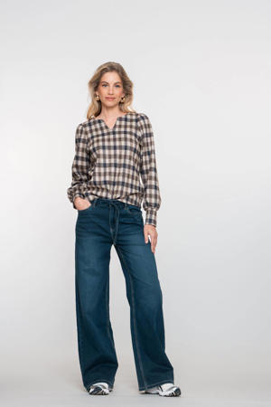 high waist wide leg jeans dark blue denim