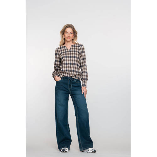 Geisha high waist wide leg jeans dark blue denim afbeelding