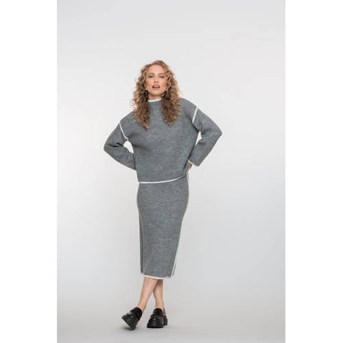 Geisha midi rok grijs melange afbeelding