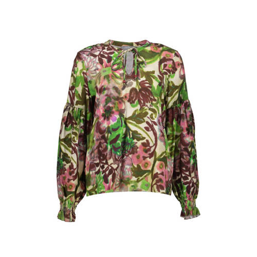 Geisha gebloemde blousetop groen afbeelding