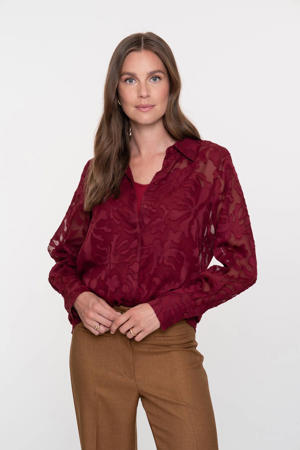 gebloemde blouse donkerrood