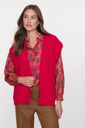 gebreid vest fuchsia