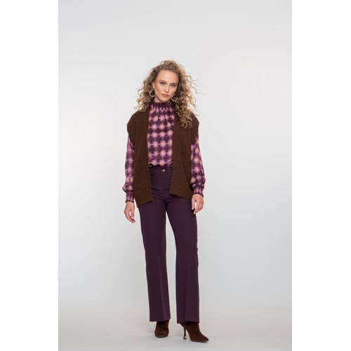 Geisha flared regular waist flared broek donkerpaars afbeelding