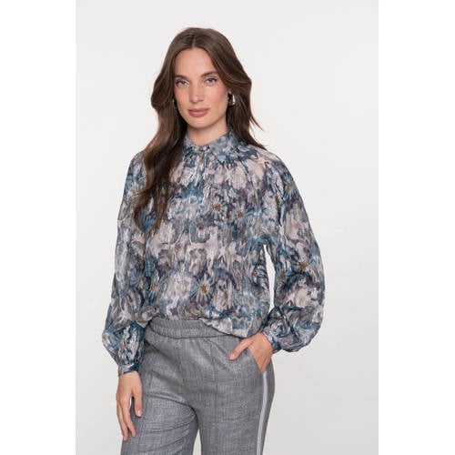 Geisha top blauw met lurex afbeelding