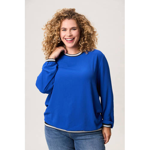 Miss Etam Plus gebreide trui blauw met lurex afbeelding