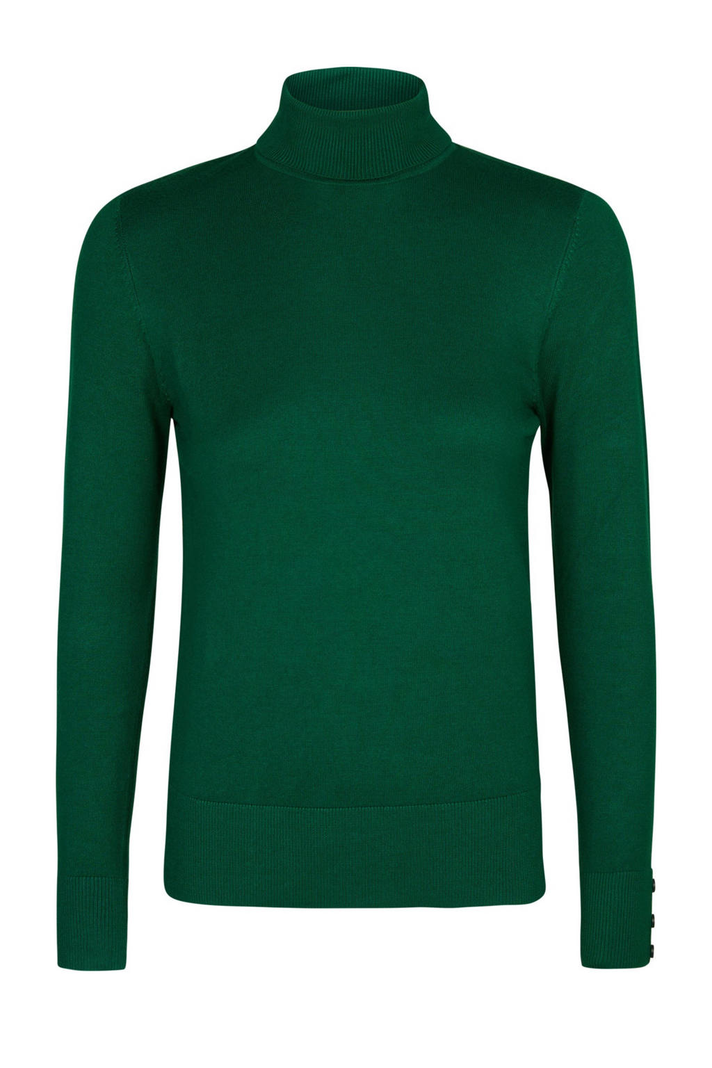 Groene dames Miss Etam coltrui fijn gebreid van viscose met effen en lange mouwen