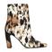 Sacha leren enkellaarzen met ponyhair en koeienprint ecru/bruin/zwart